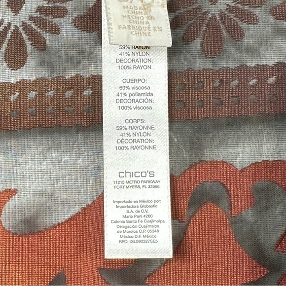 CHICO’S (Size S/M) Kimono Rust Velvet with Fringe Dolman Sleeves - Picture 8 of 9